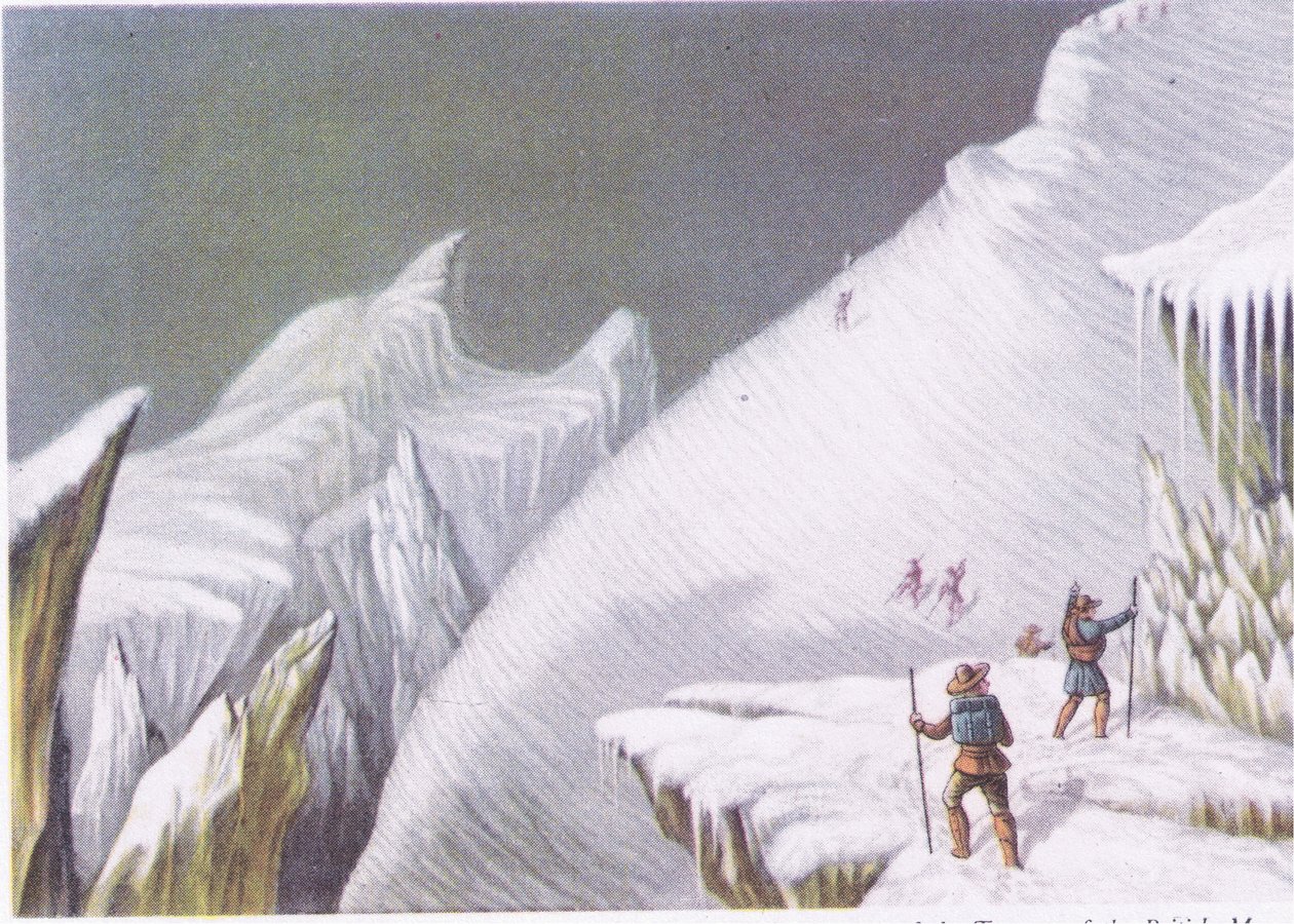 Estágios na subida do Mont Blanc, da British Adventure, publicado por Collins, 1947 de George Baxter