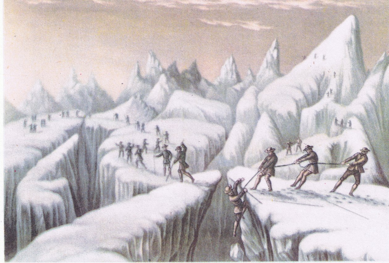 Estágios na subida do Mont Blanc, da British Adventure, publicado por Collins, 1947 de George Baxter