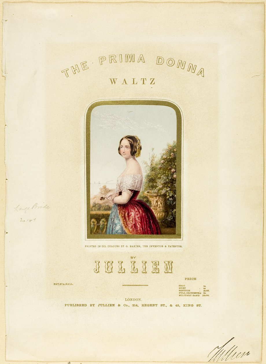 A Noiva, capa de The Prima Donna Waltz sheet music de George Baxter