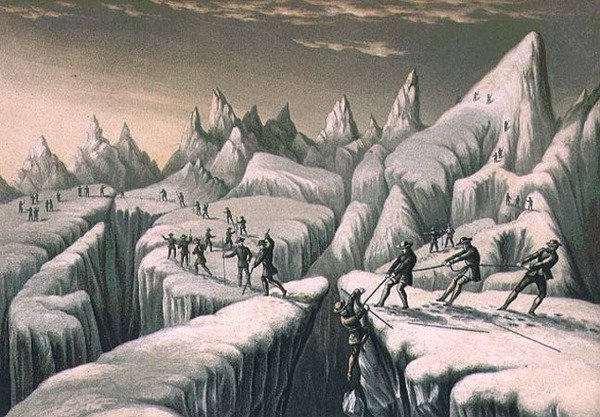 O Glaciar du Tacconnay (imprimir) de George Baxter