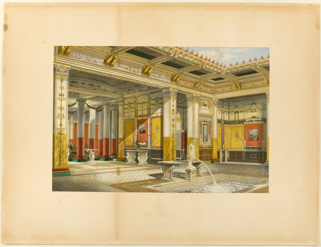 O pátio pompeiano do Palácio de Cristal. Digby Wyatt, Esq., arquitecto de George Baxter