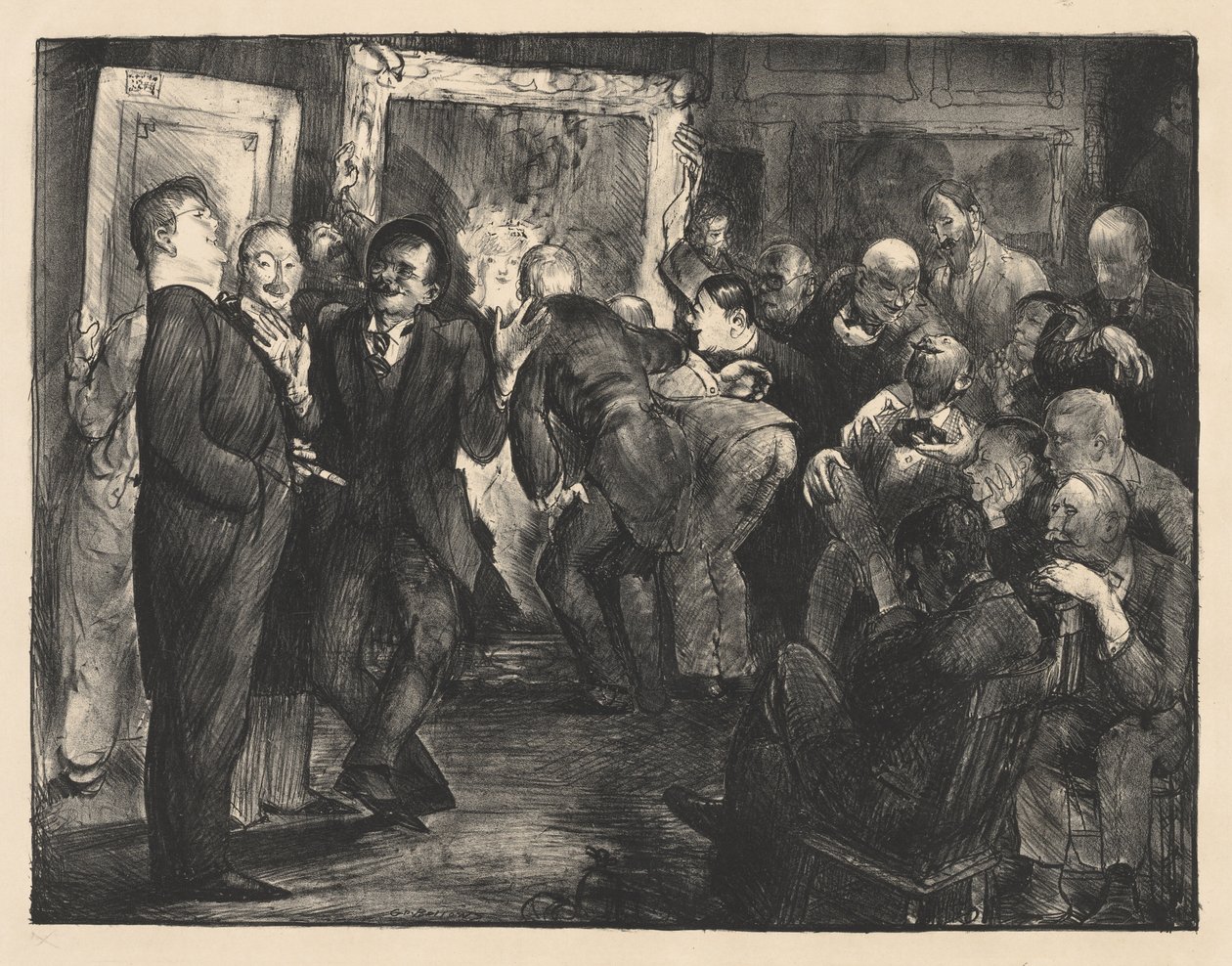 Artistas a avaliar obras de arte de George Bellows