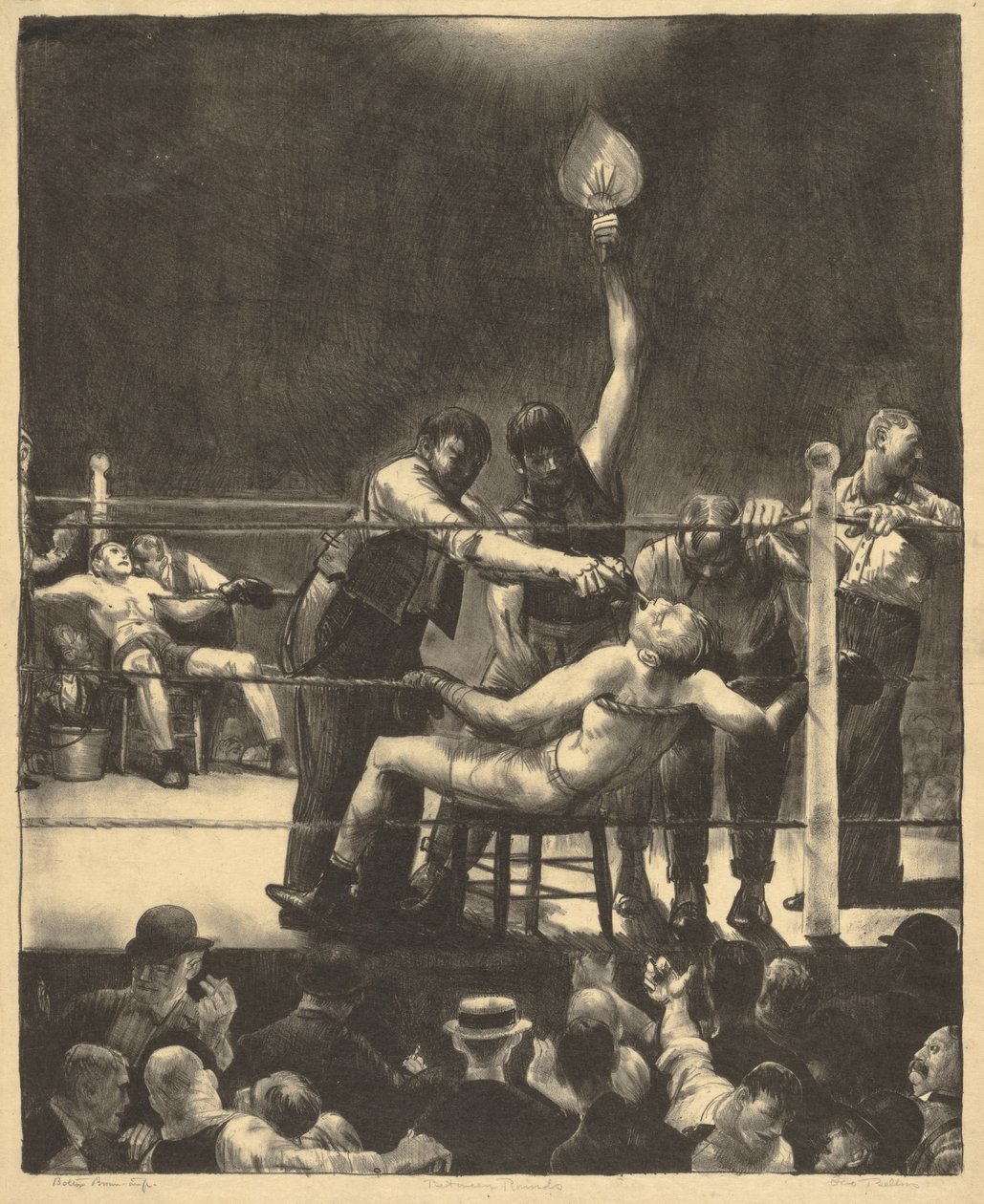 Entre rounds, grande, primeira pedra de George Bellows