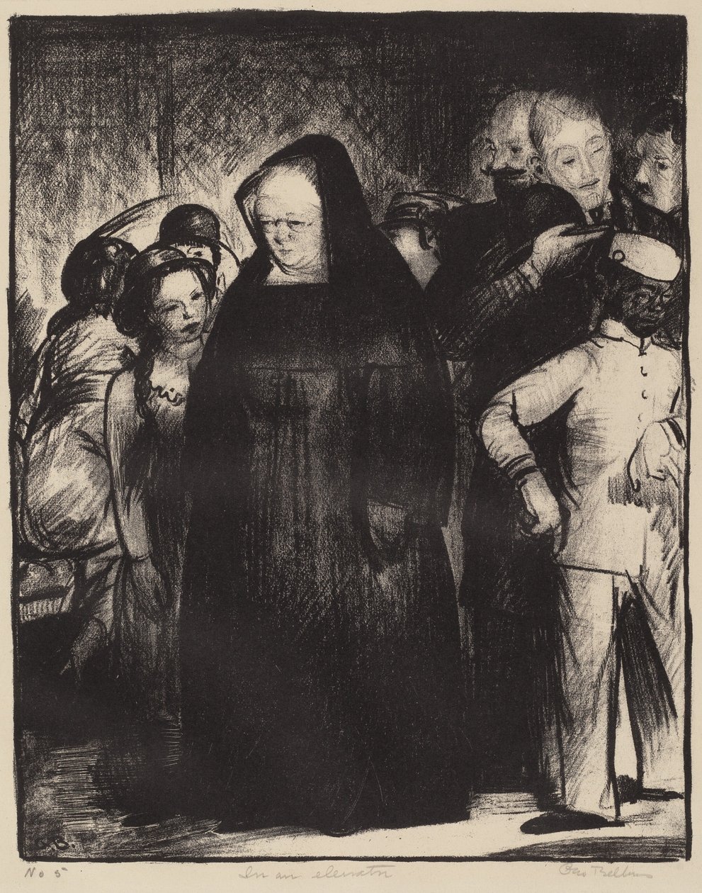 Em um elevador de George Bellows