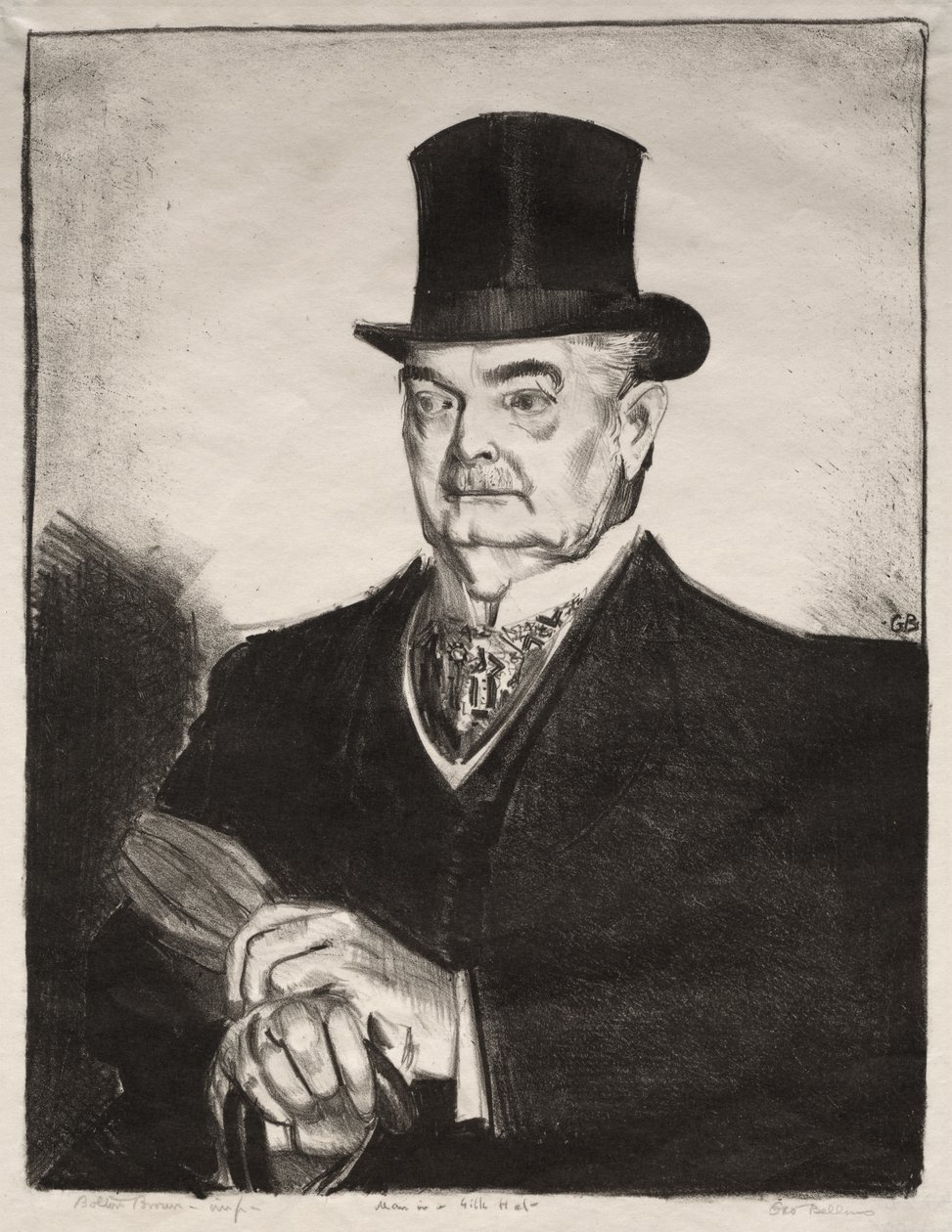 Homem com um chapéu de seda de George Bellows