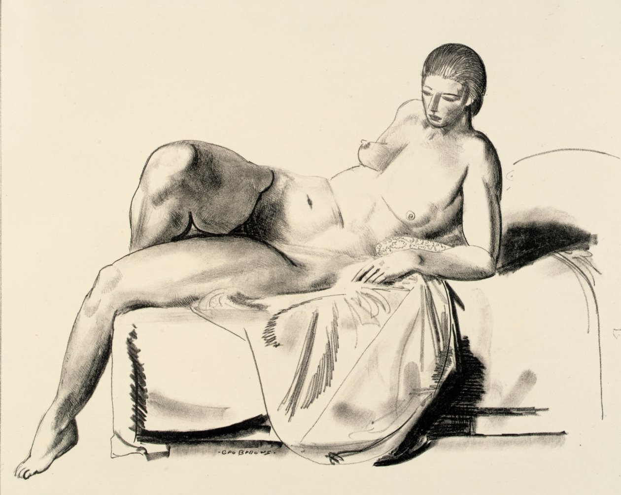 Estudo de nu, clássica num sofá de George Bellows