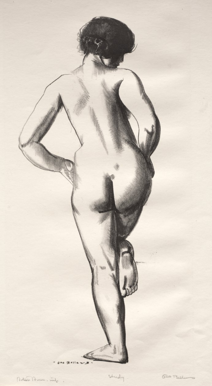 Estudo de nu: Rapariga em pé num só pé de George Bellows