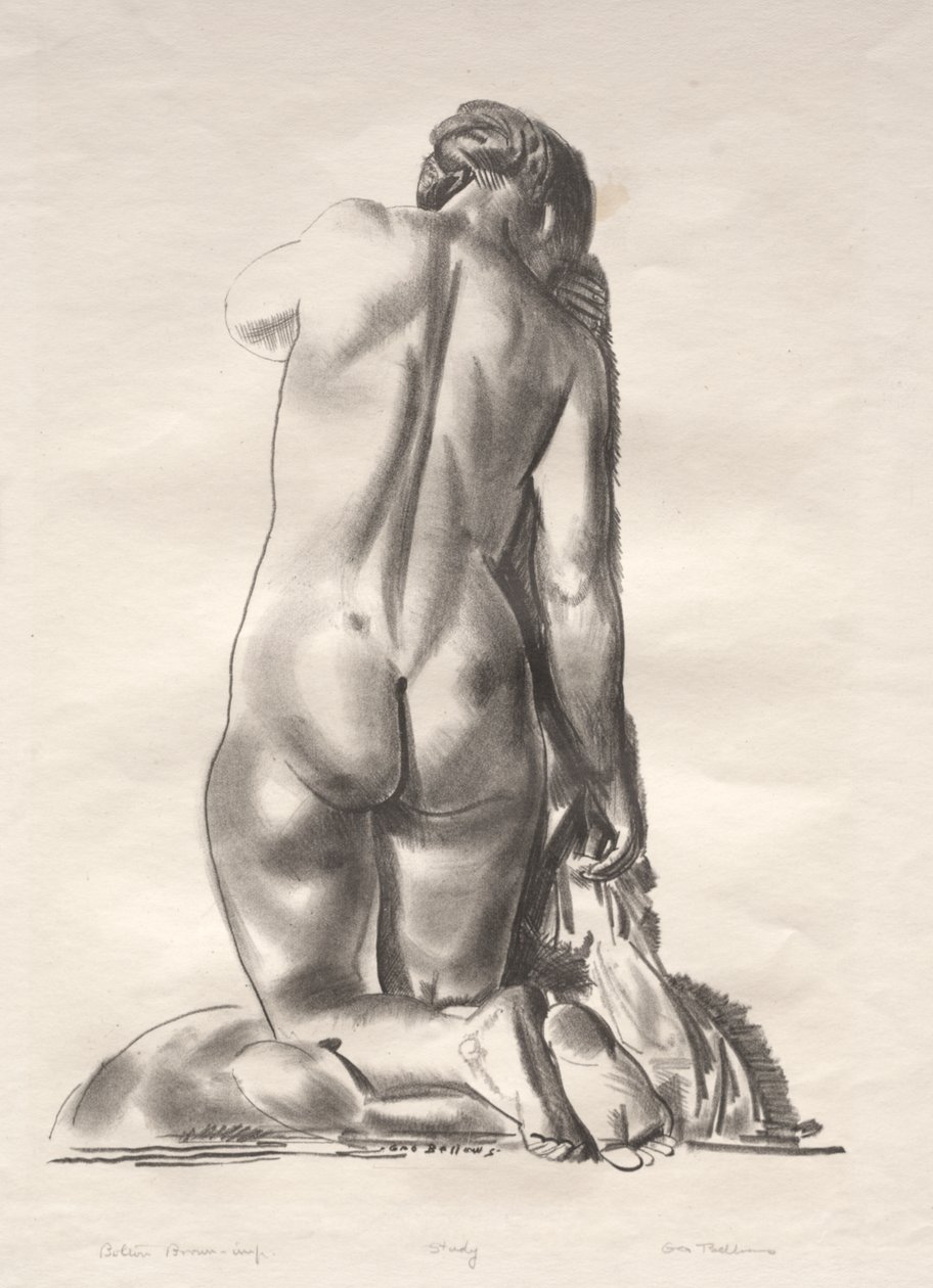 Estudo de nu, mulher ajoelhada sobre uma almofada de George Bellows