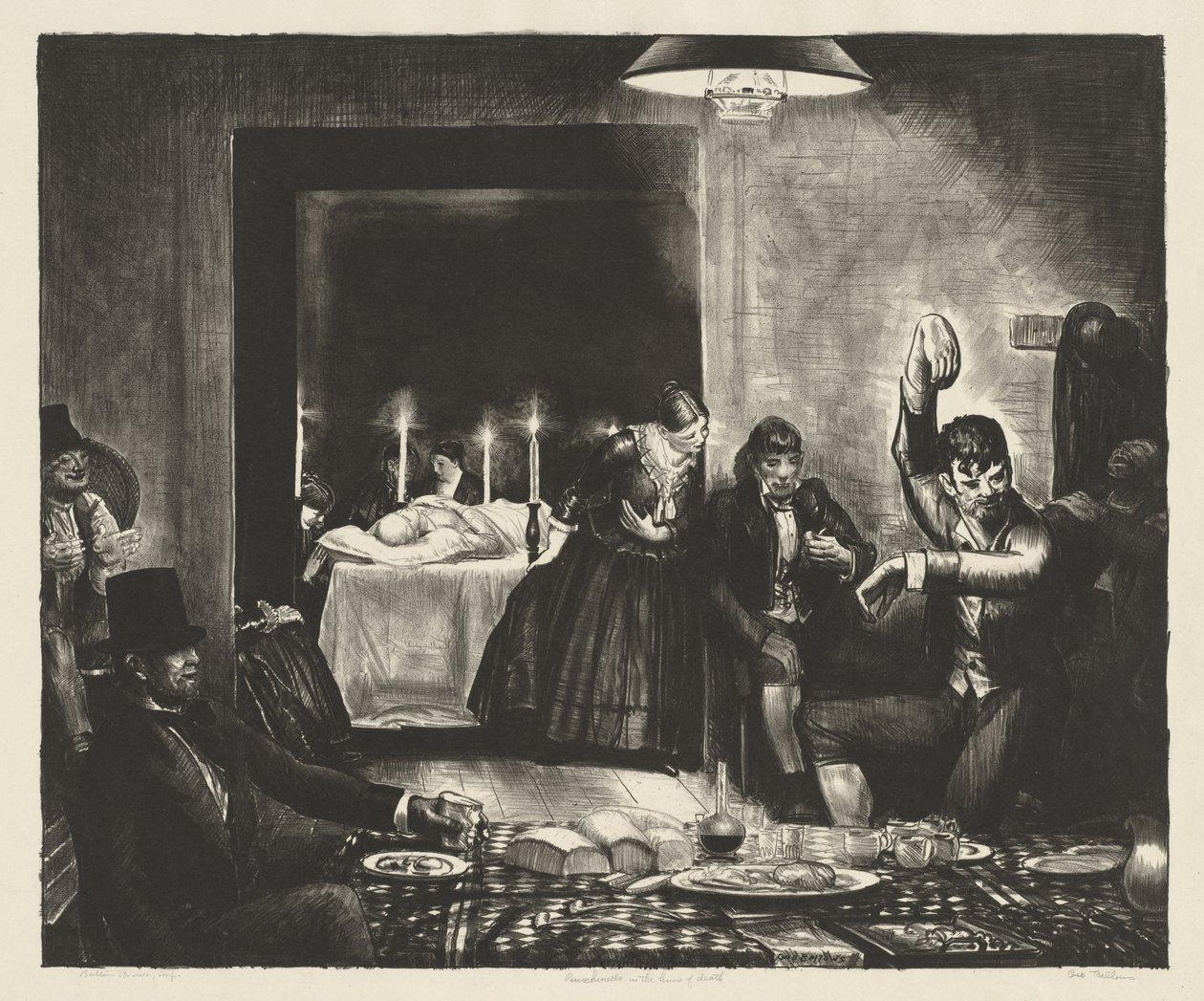 Punchinello na casa da morte de George Bellows