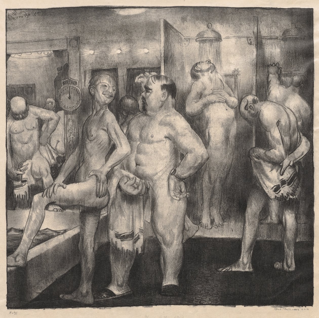 Banho de chuveiro, pormenor de George Bellows