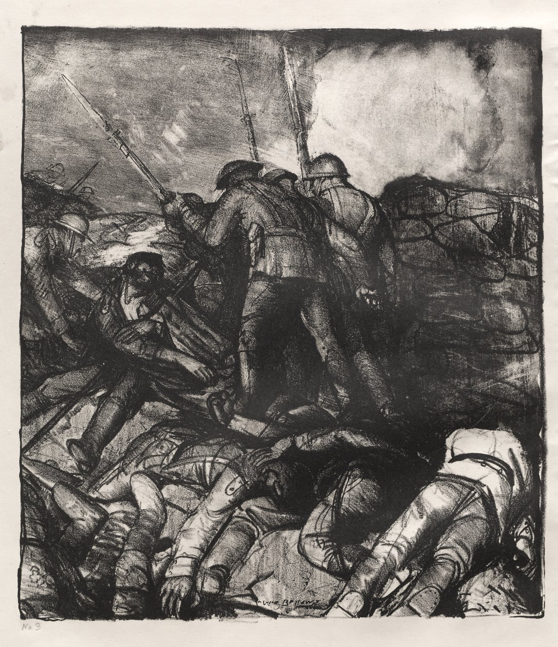 Série da guerra: A carga, pormenor direito, primeiro estado de George Bellows