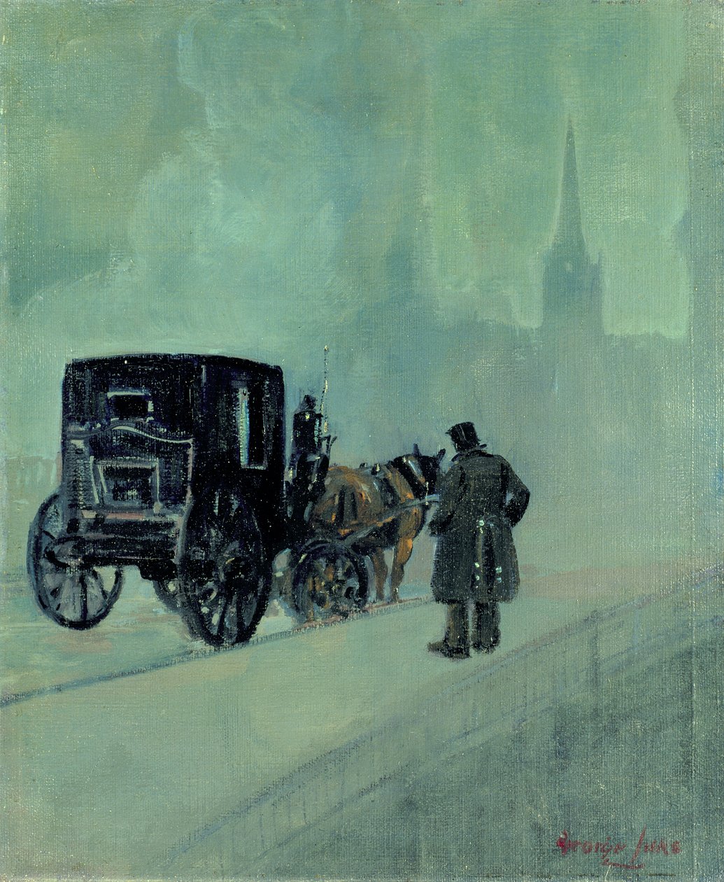 Uma noite de neblina (óleo sobre tela) de George Benjamin Luks