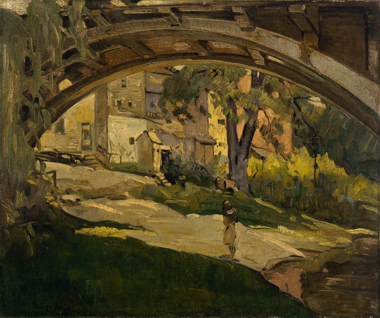 Garota sob a ponte em arco (óleo sobre tela) de George Benjamin Luks