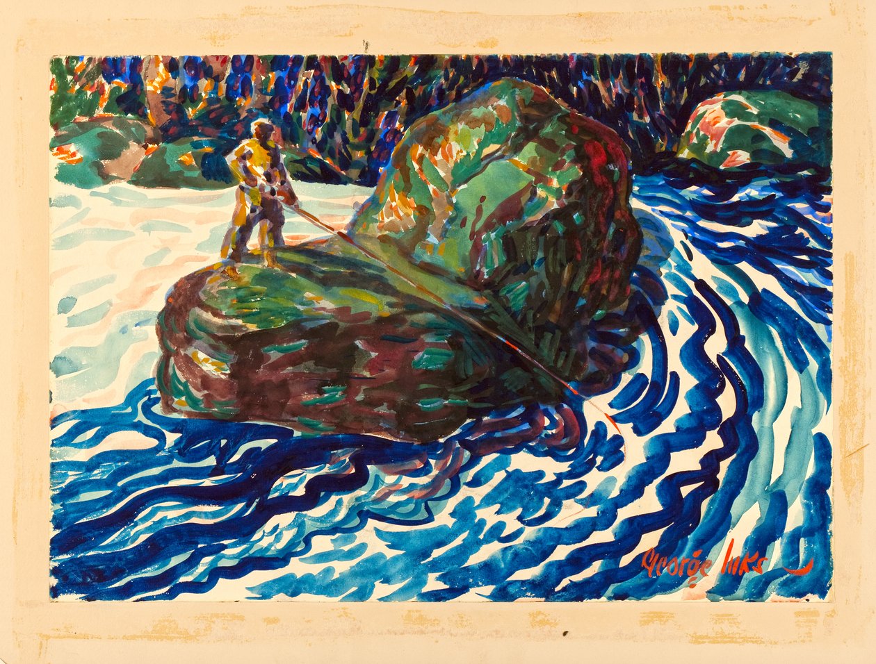 Pesca Guiada (aguarela sobre papel) de George Benjamin Luks