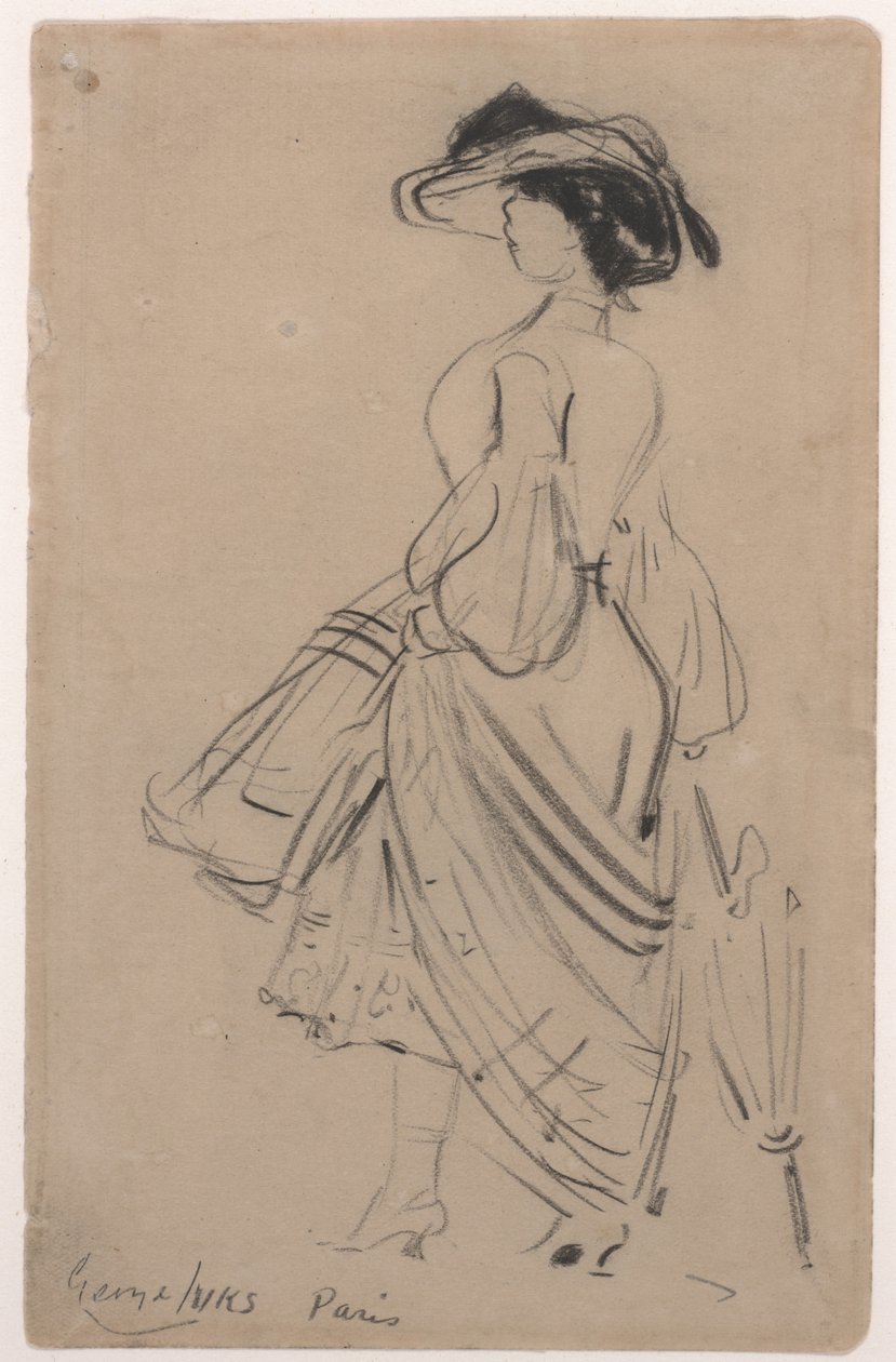 Dama da Moda (carvão sobre papel) de George Benjamin Luks