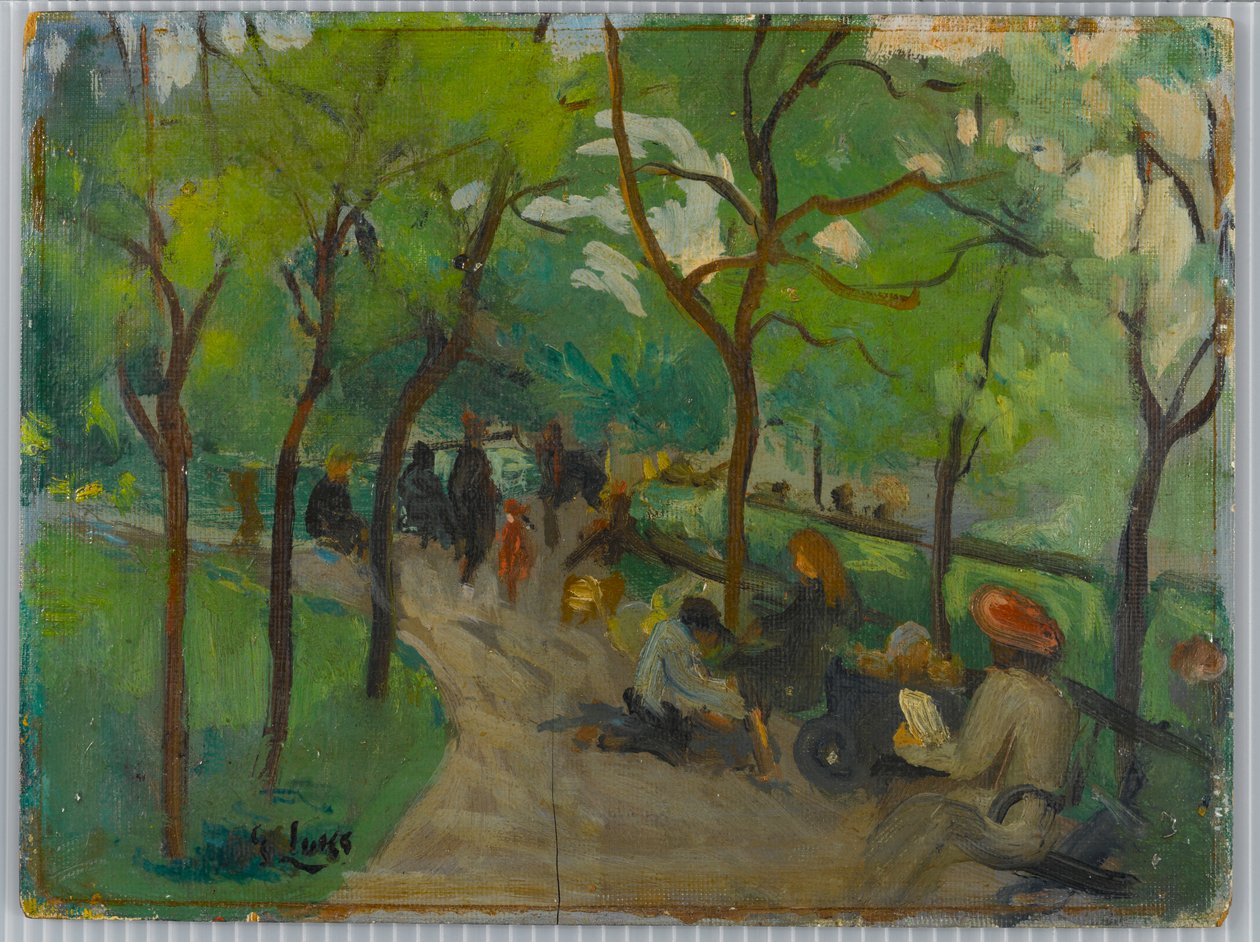 Prospect Park, c.1902-10 (óleo no painel) de George Benjamin Luks