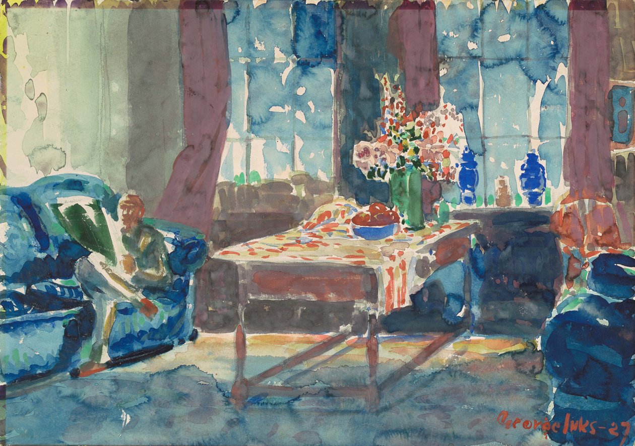 Autorretrato: Interior do meu apartamento em Nova York de George Benjamin Luks