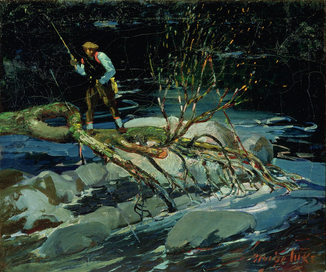 Pesca de Trutas (óleo sobre tela) de George Benjamin Luks