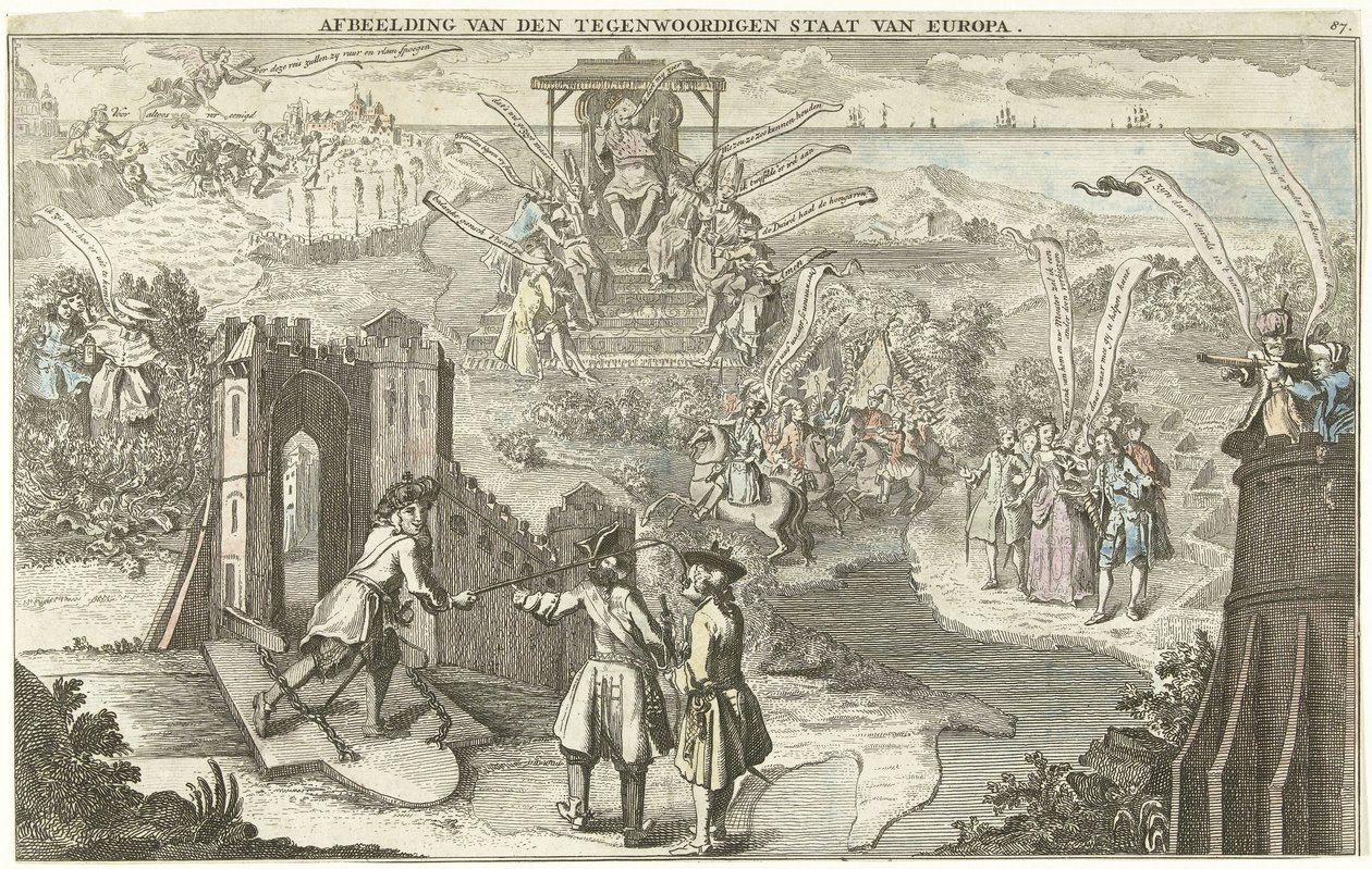 O estado atual da Europa, 1742 Imagem do estado atual da Europa (título no objeto) de George Bickham (II)