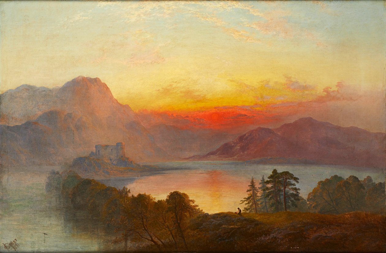 Castelo Dunstaffnage (óleo sobre tela) de George Blackie Sticks
