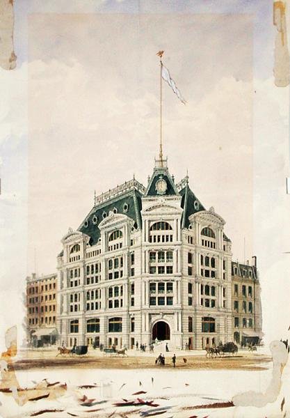Edifício da Companhia de Seguros de Vida Mútua (aguarela sobre papel) de George Browne Post