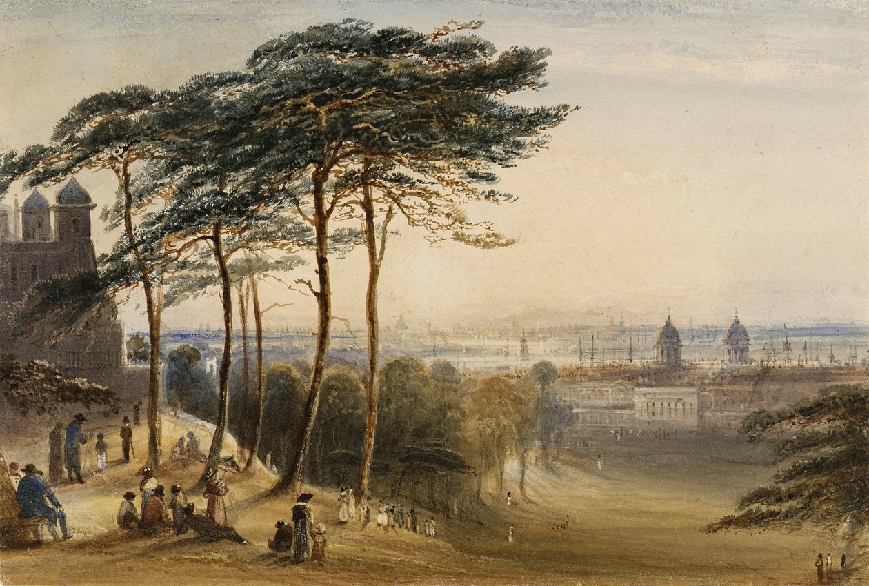 Greenwich a partir da Colina do Observatório, c.1850 (aguarela) de George Bryant Campion