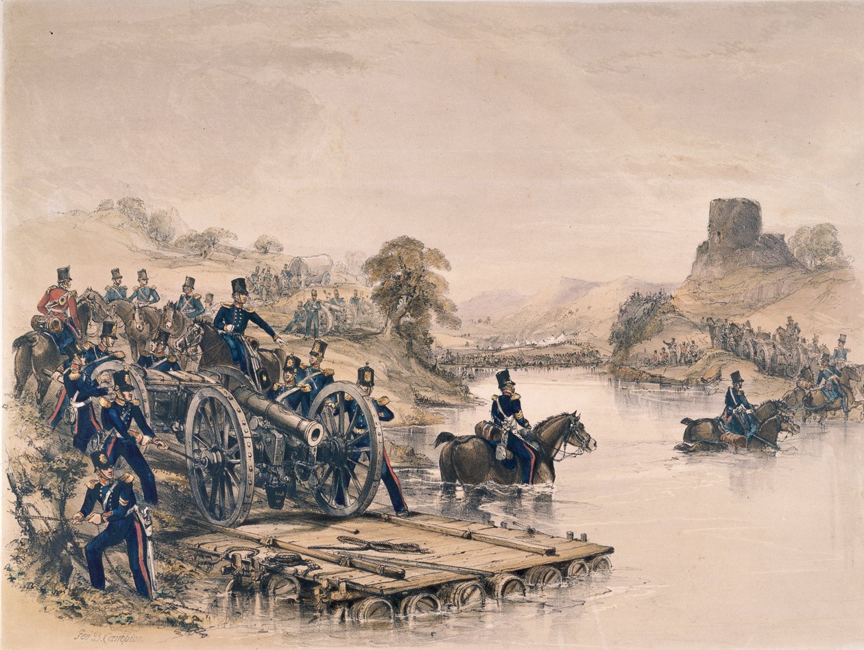 Artilharia Real, travessia do rio, 1854 por volta de de George Bryant Campion