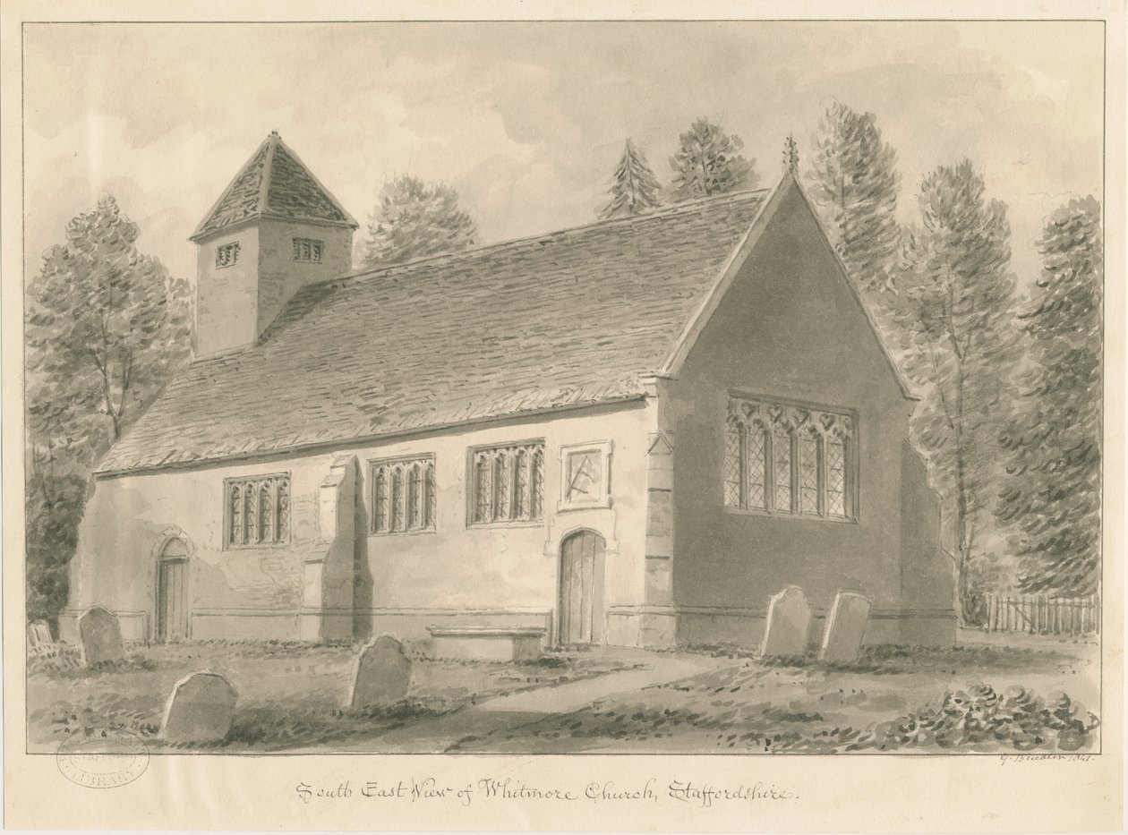 Igreja Whitmore: desenho sépia, 1841 de George Buckler