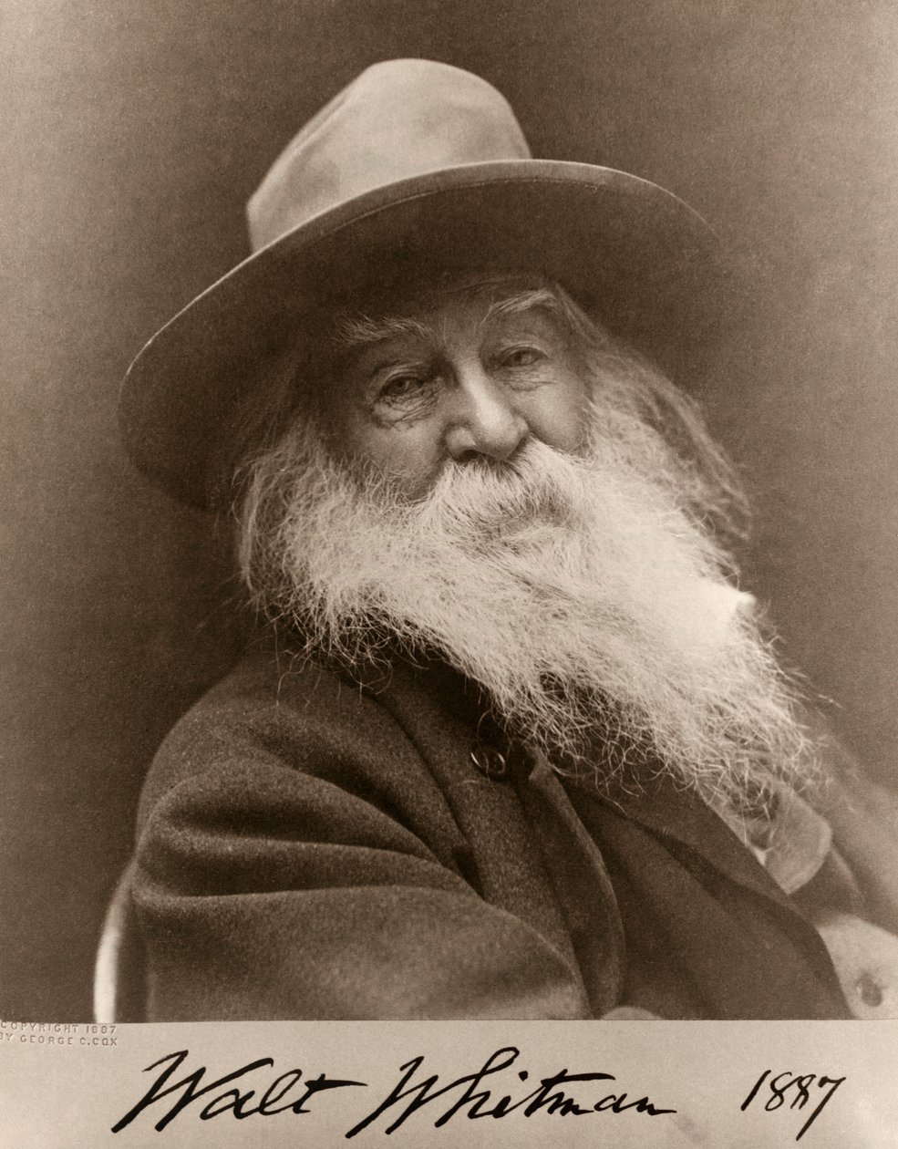 Retrato de Walt Whitman em 1887 de George C. Cox