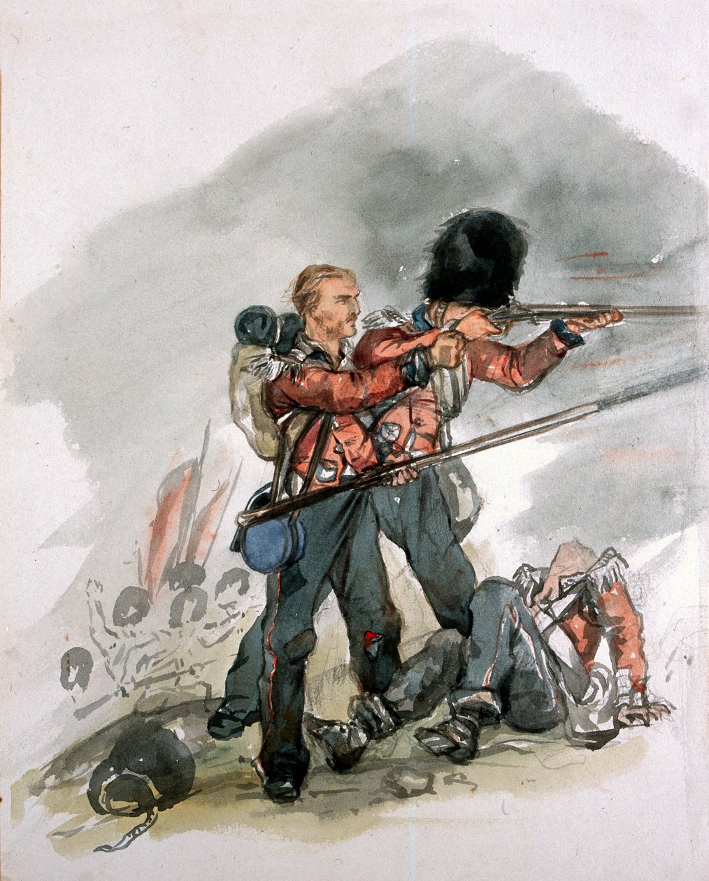 Última posição de dois guardas em batalha, por volta de 1854 de George Cadogan