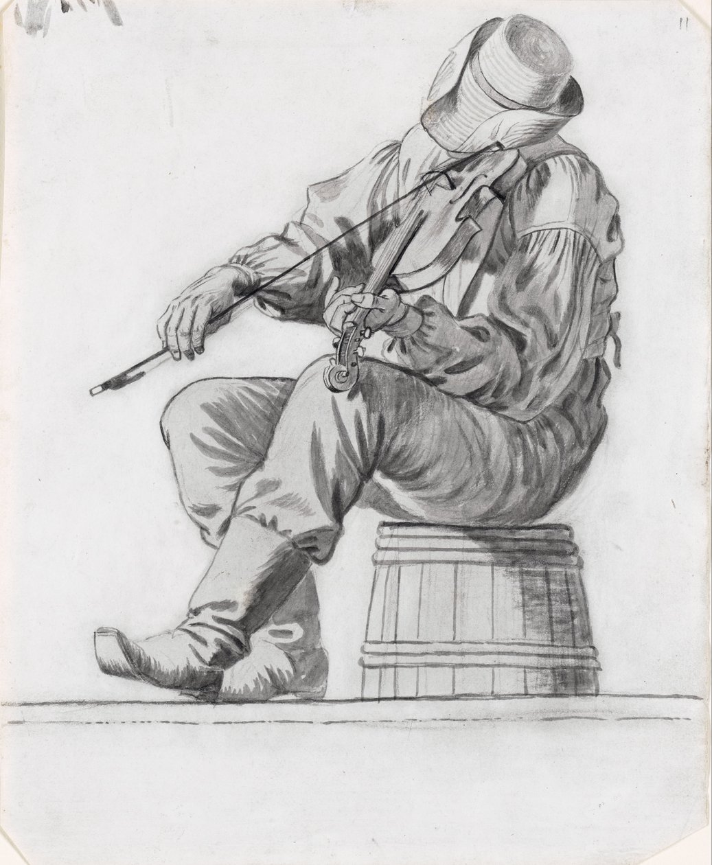 Violinista (estudo para The Jolly Flatboatmen) (reto) de George Caleb Bingham