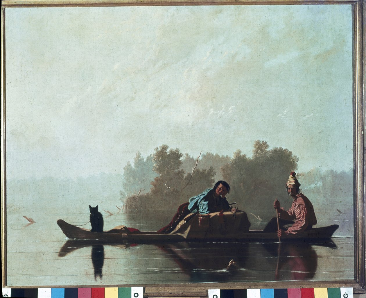 Mercadores de peles que descem o curso do rio Missouri de George Caleb Bingham