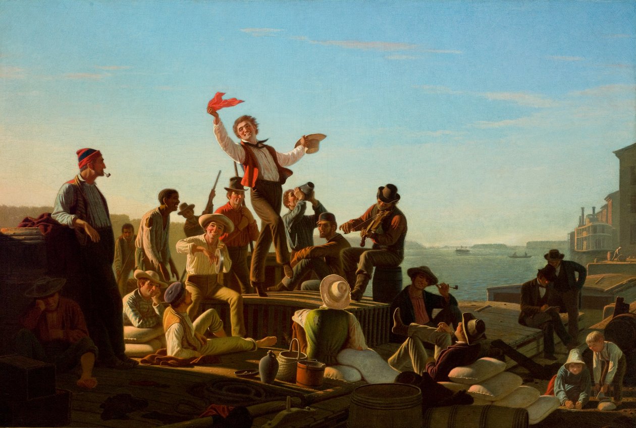 Barqueiros alegres no porto de George Caleb Bingham