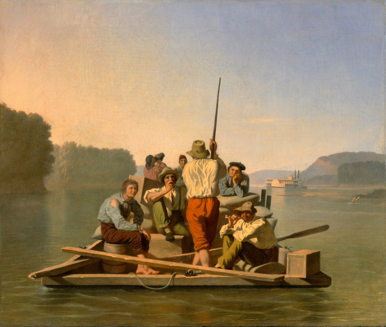 Balsa para aliviar um barco a vapor encalhado de George Caleb Bingham