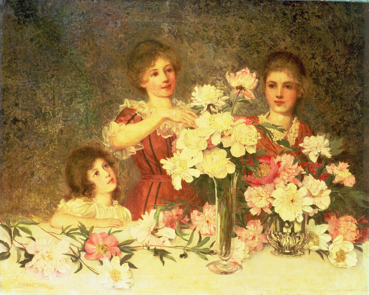 Organizando as peônias, 1902 de George Carline