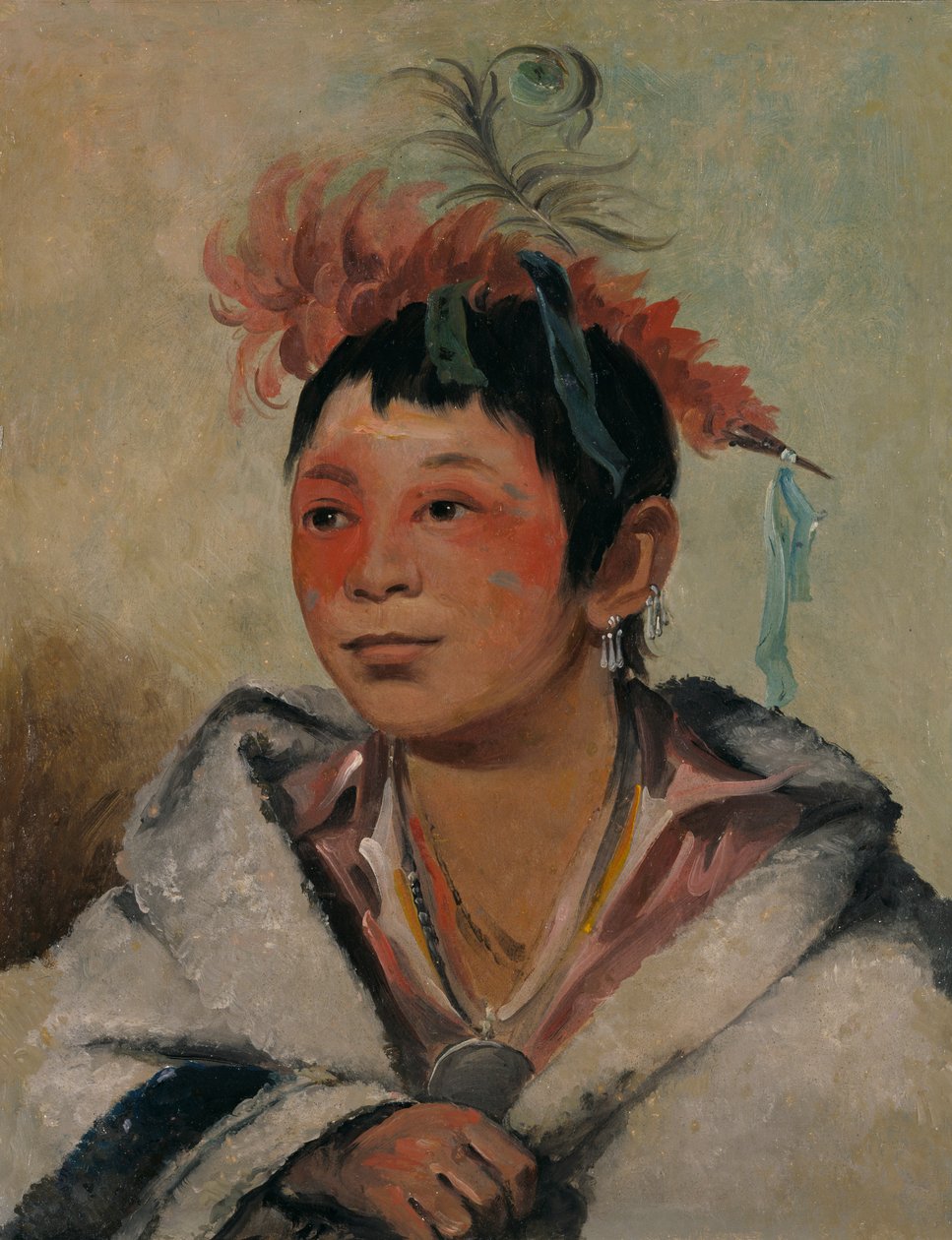 Aú-nah-kwet-to-hau-páy-o, Um Sentado nas Nuvens, um Menino, 1831. de George Catlin