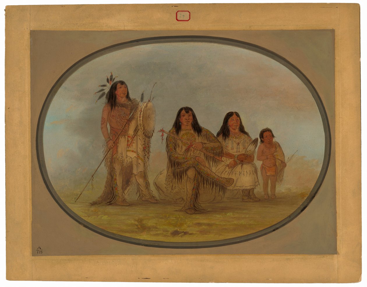 Um chefe Blackfoot, sua esposa e um curandeiro de George Catlin