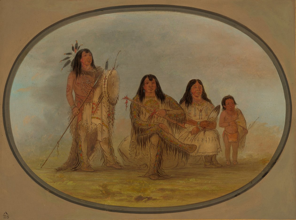 Um chefe Blackfoot, sua esposa e um curandeiro, 18611869. de George Catlin