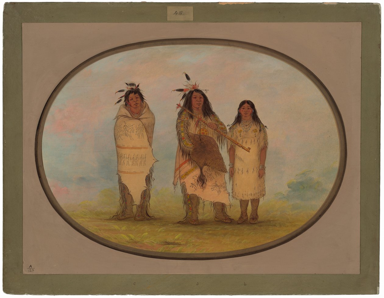 Um chefe Cheyenne, sua esposa e um curandeiro de George Catlin