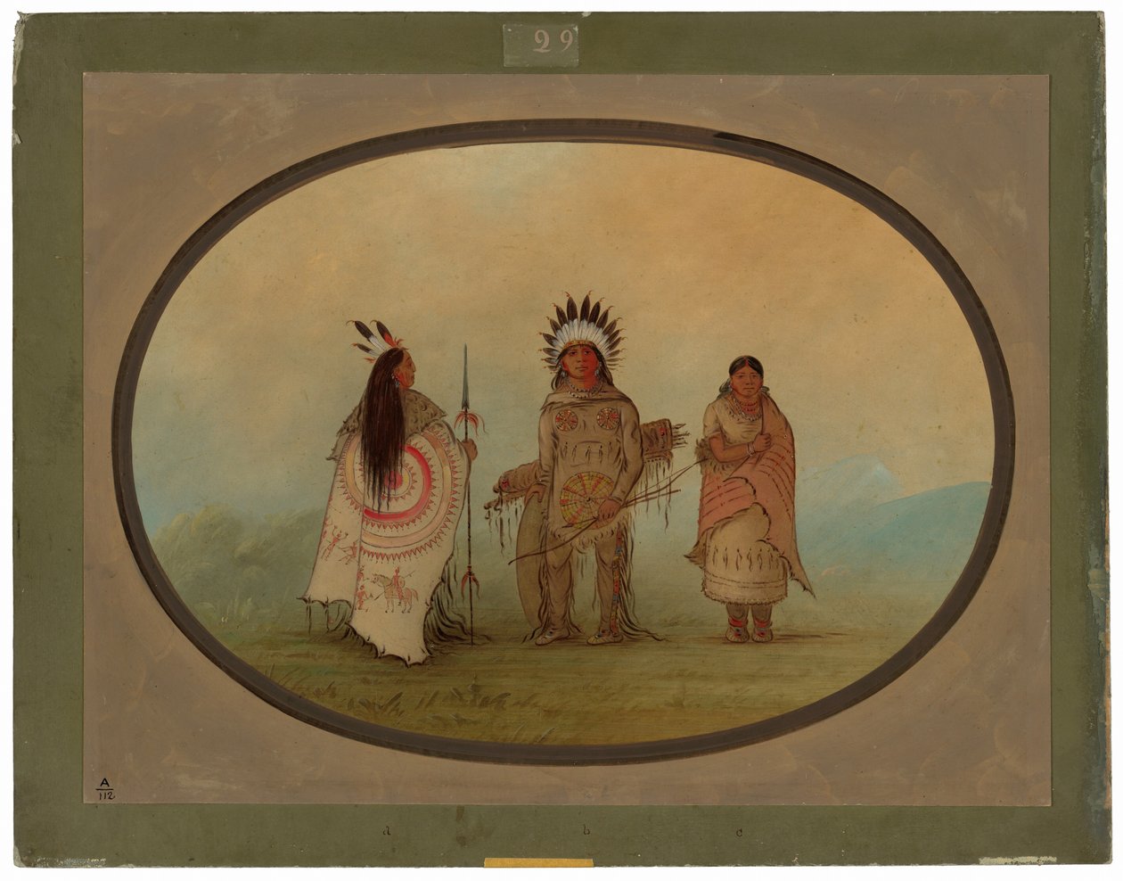 Um chefe corvo, um guerreiro e sua esposa de George Catlin