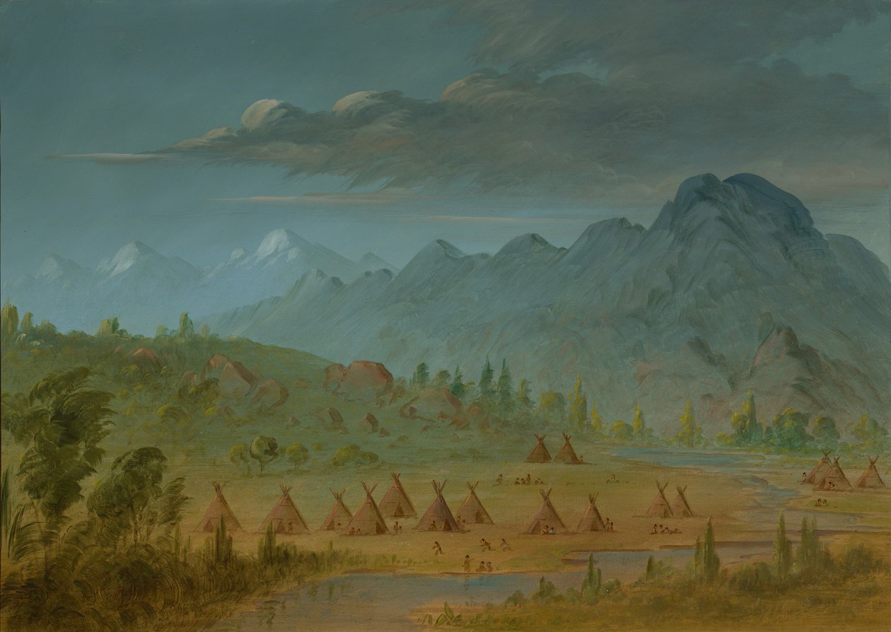 A Crow Village e as montanhas do rio Salmon, 18551869. de George Catlin