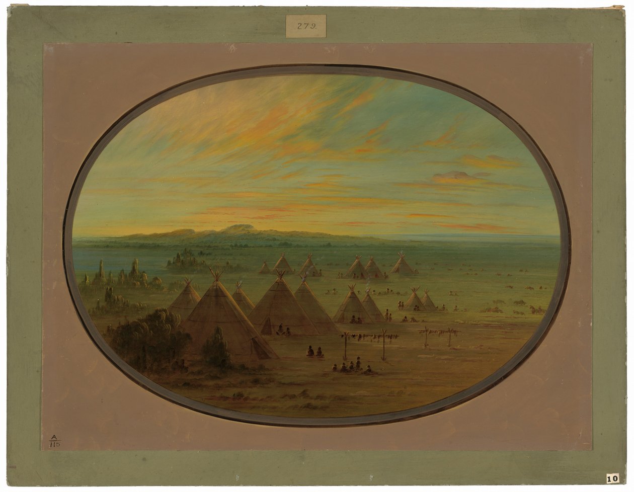 Uma vila de corvos no rio Salmon de George Catlin
