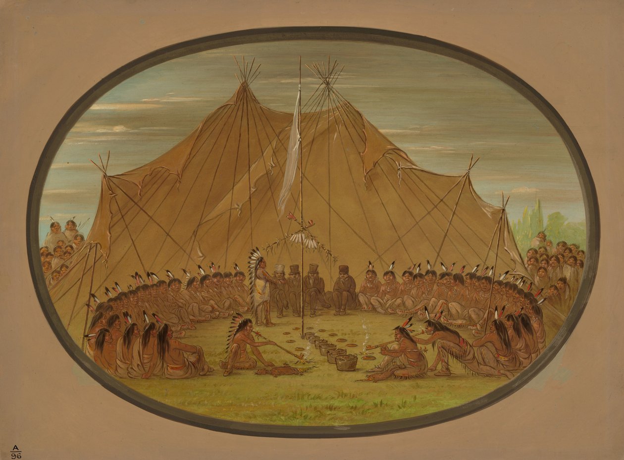 Um banquete de cachorro - Sioux, 18611869. de George Catlin