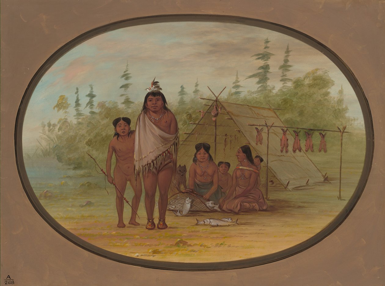 Um chefe Flathead com sua família, 18551869. de George Catlin