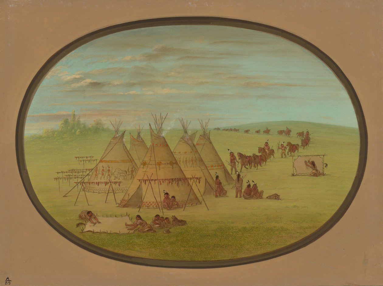 Uma Pequena Aldeia Sioux, 18611869. de George Catlin