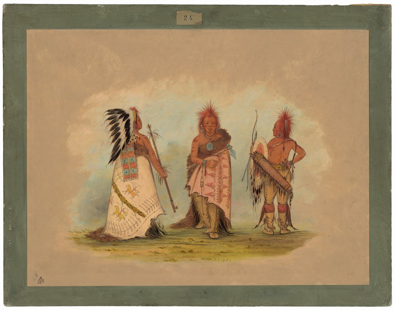Um chefe Pawnee com dois guerreiros de George Catlin