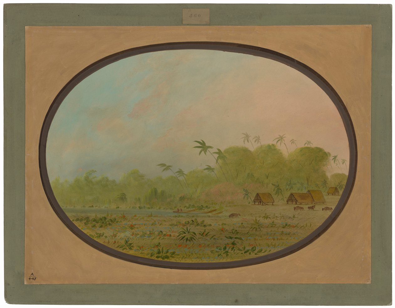 Uma pequena aldeia de índios Remos de George Catlin