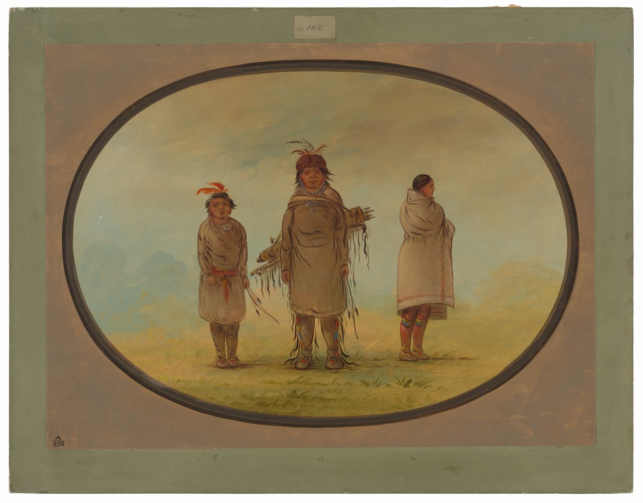 Um guerreiro de pedra, sua esposa e um menino de George Catlin