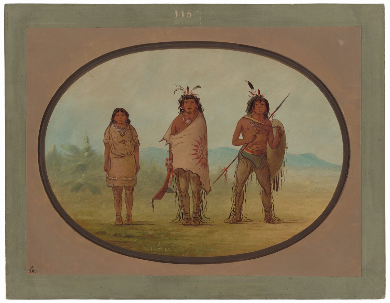 Um chefe Yuma, sua filha e um guerreiro de George Catlin