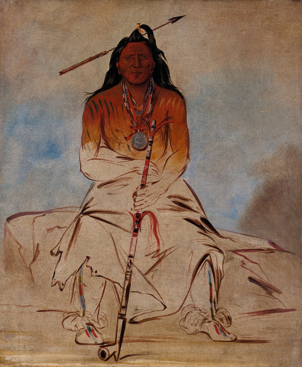 Ah-sháw-wah-róoks-te, Cavalo Medicinal, um grande valente Pawnee de George Catlin